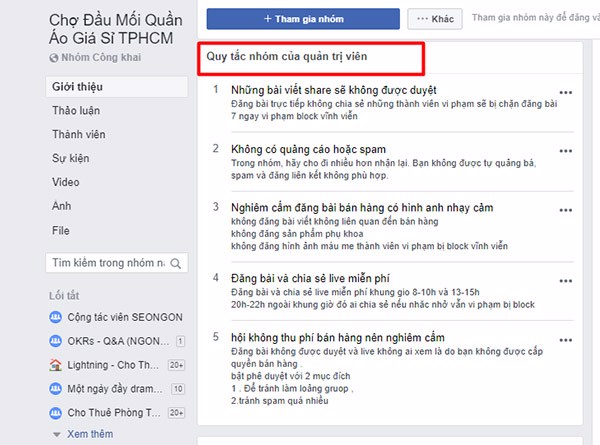 Xây dựng bộ quy tắc cho Group Facebook